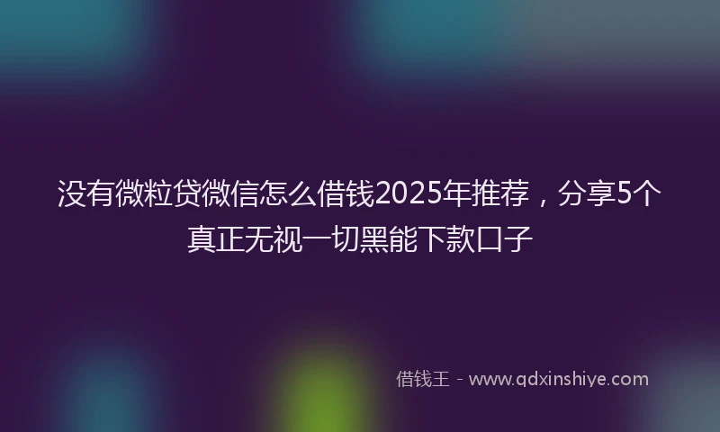没有微粒贷微信怎么借钱2025年推荐，分享5个真正无视一切黑能下款口子