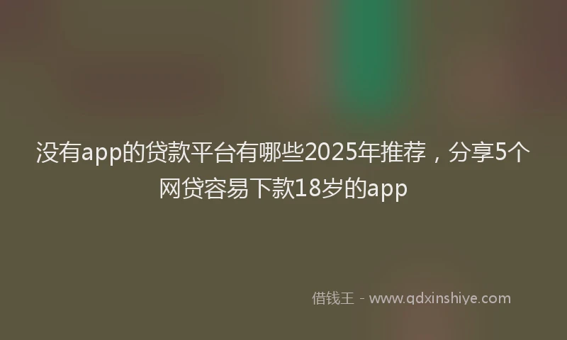 没有app的贷款平台有哪些2025年推荐，分享5个网贷容易下款18岁的app