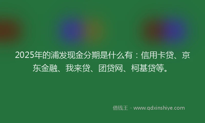 2025年的浦发现金分期是什么有：信用卡贷、京东金融、我来贷、团贷网、柯基贷等。