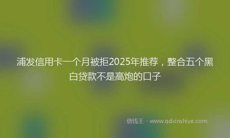 浦发信用卡一个月被拒2025年推荐，整合五个黑白贷款不是高炮的口子