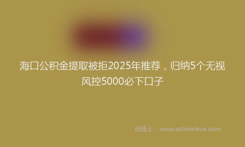 海口公积金提取被拒2025年推荐，归纳5个无视风控5000必下口子