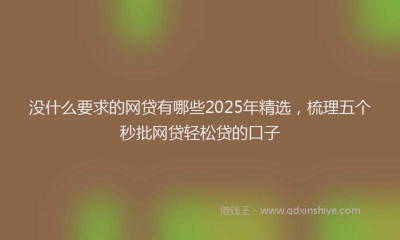 没什么要求的网贷有哪些2025年精选，梳理五个秒批网贷轻松贷的口子