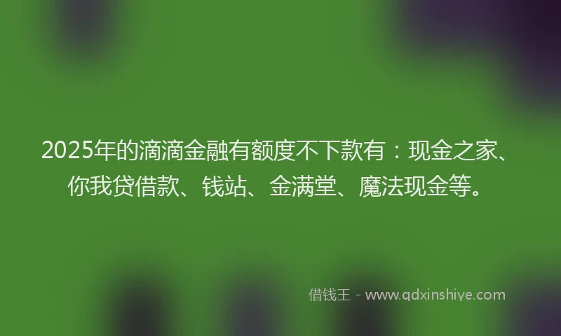 2025年的滴滴金融有额度不下款有：现金之家、你我贷借款、钱站、金满堂、魔法现金等。
