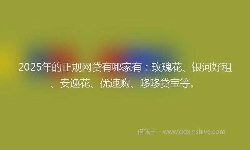 2025年的正规网贷有哪家有：玫瑰花、银河好租、安逸花、优速购、哆哆贷宝等。