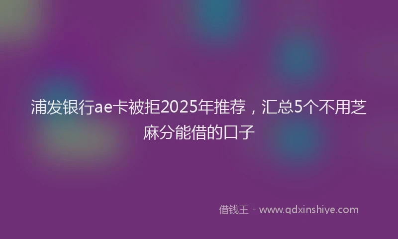 浦发银行ae卡被拒2025年推荐，汇总5个不用芝麻分能借的口子