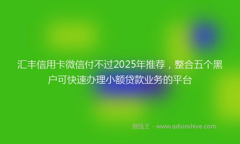 汇丰信用卡微信付不过2025年推荐，整合五个黑户可快速办理小额贷款业务的平台