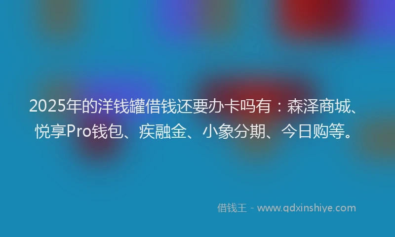 2025年的洋钱罐借钱还要办卡吗有：森泽商城、悦享Pro钱包、疾融金、小象分期、今日购等。