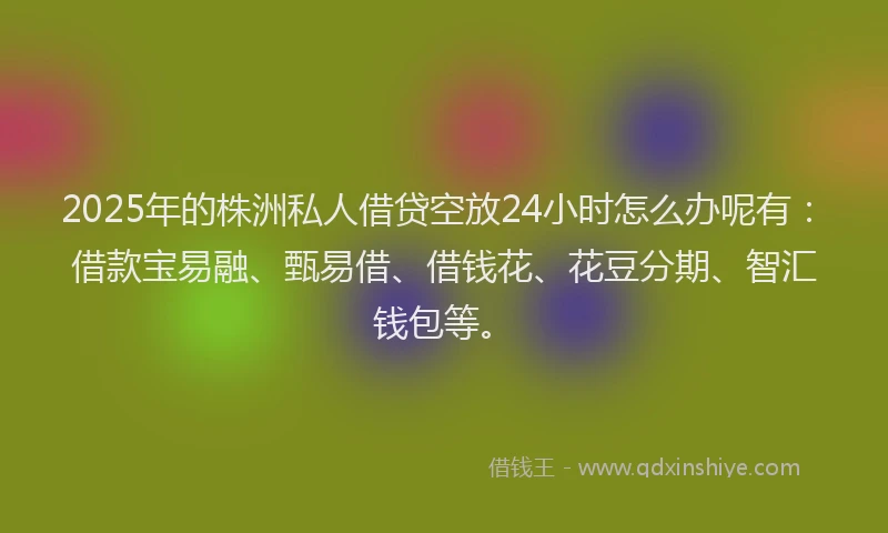 2025年的株洲私人借贷空放24小时怎么办呢有：借款宝易融、甄易借、借钱花、花豆分期、智汇钱包等。