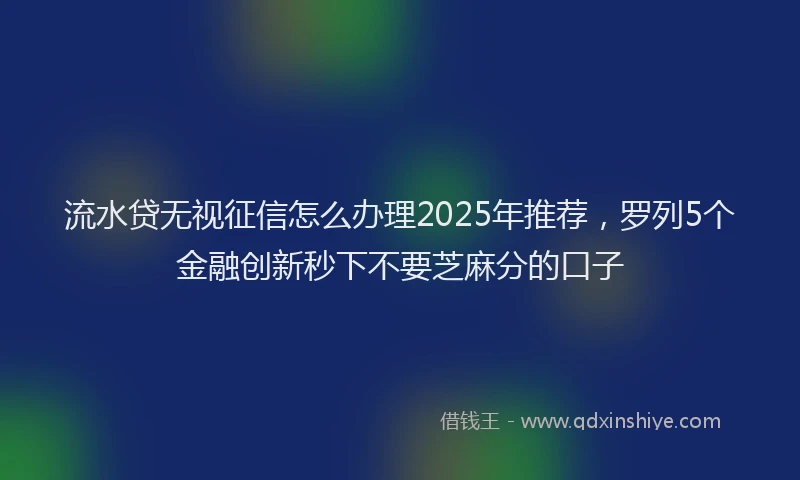 流水贷无视征信怎么办理2025年推荐，罗列5个金融创新秒下不要芝麻分的口子