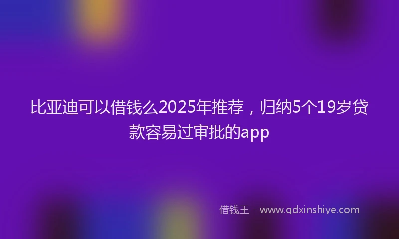 比亚迪可以借钱么2025年推荐，归纳5个19岁贷款容易过审批的app