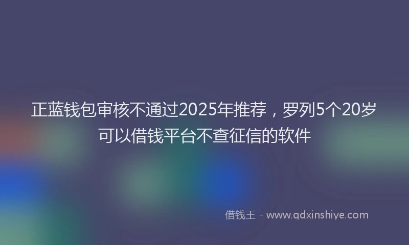 正蓝钱包审核不通过2025年推荐，罗列5个20岁可以借钱平台不查征信的软件