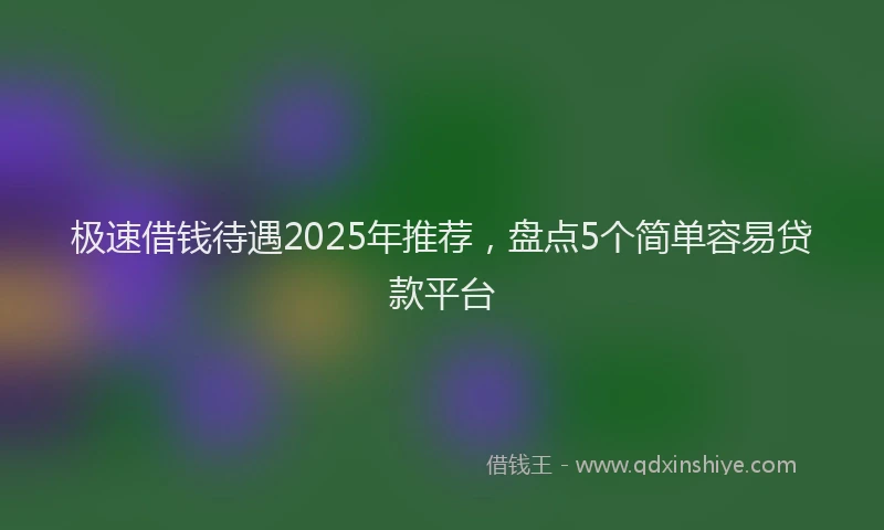 极速借钱待遇2025年推荐，盘点5个简单容易贷款平台