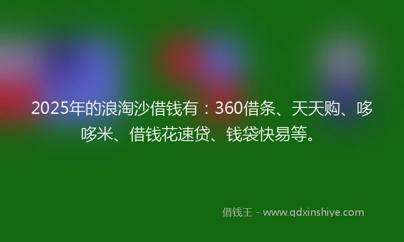 2025年的浪淘沙借钱有：360借条、天天购、哆哆米、借钱花速贷、钱袋快易等。