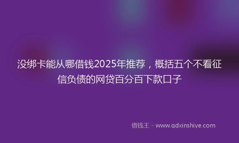 没绑卡能从哪借钱2025年推荐，概括五个不看征信负债的网贷百分百下款口子