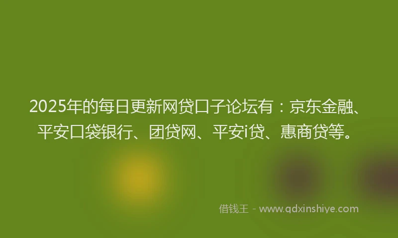 2025年的每日更新网贷口子论坛有：京东金融、平安口袋银行、团贷网、平安i贷、惠商贷等。