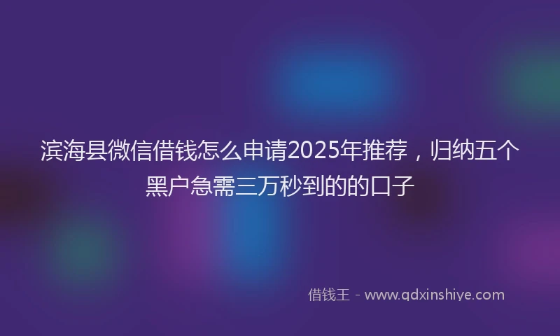 滨海县微信借钱怎么申请2025年推荐，归纳五个黑户急需三万秒到的的口子