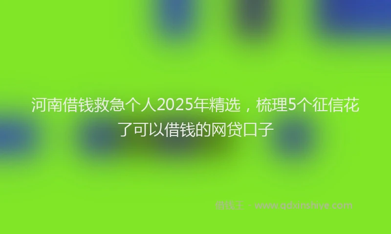 河南借钱救急个人2025年精选，梳理5个征信花了可以借钱的网贷口子
