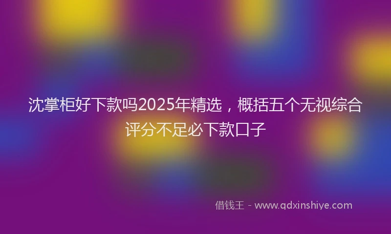 沈掌柜好下款吗2025年精选，概括五个无视综合评分不足必下款口子