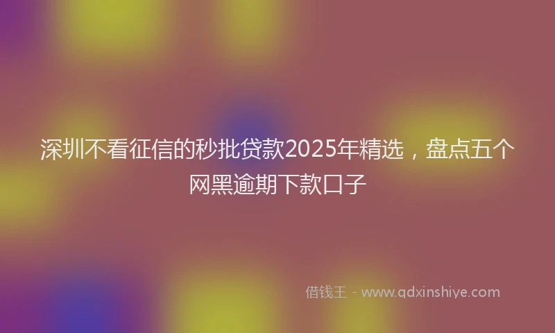 深圳不看征信的秒批贷款2025年精选，盘点五个网黑逾期下款口子
