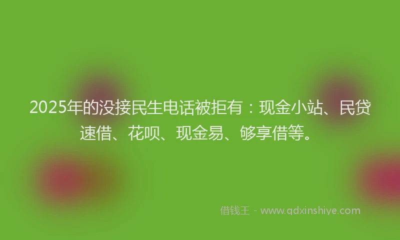 2025年的没接民生电话被拒有：现金小站、民贷速借、花呗、现金易、够享借等。