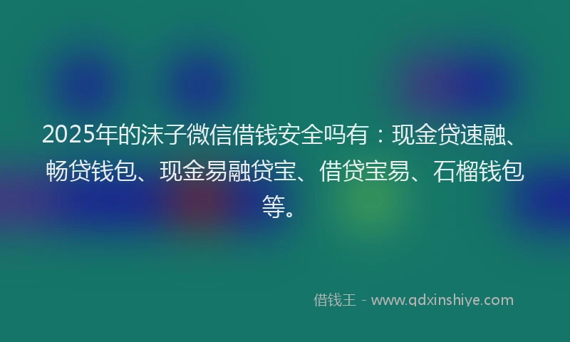 2025年的沫子微信借钱安全吗有：现金贷速融、畅贷钱包、现金易融贷宝、借贷宝易、石榴钱包等。