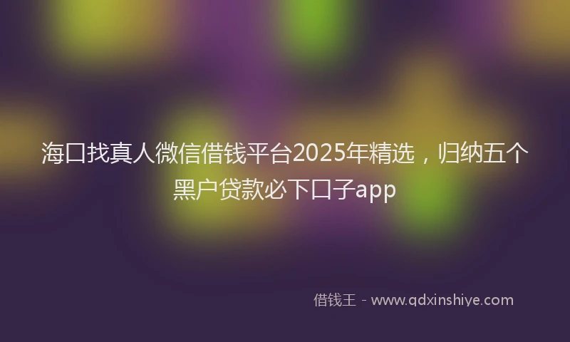 海口找真人微信借钱平台2025年精选，归纳五个黑户贷款必下口子app