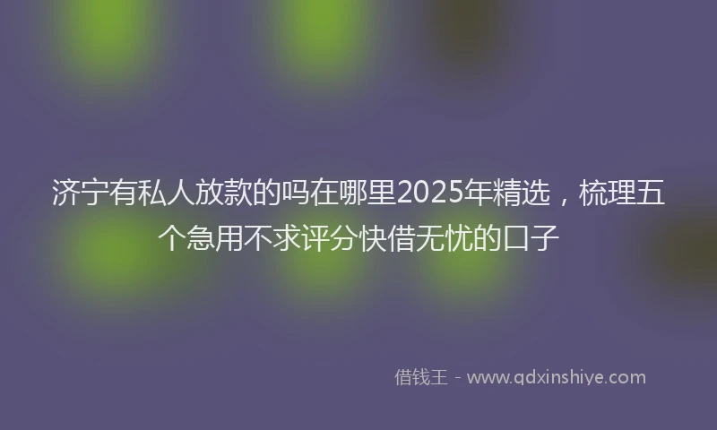 济宁有私人放款的吗在哪里2025年精选，梳理五个急用不求评分快借无忧的口子