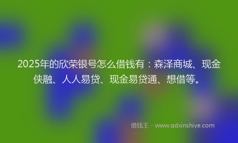 2025年的欣荣银号怎么借钱有：森泽商城、现金侠融、人人易贷、现金易贷通、想借等。