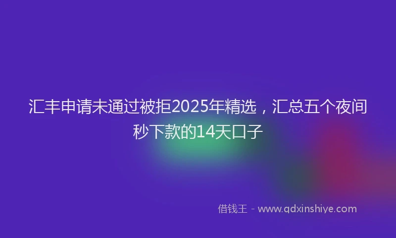 汇丰申请未通过被拒2025年精选，汇总五个夜间秒下款的14天口子