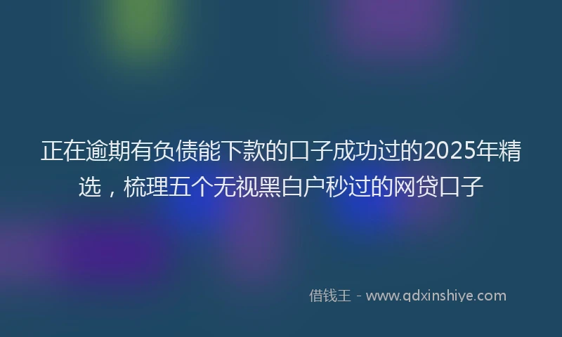 正在逾期有负债能下款的口子成功过的2025年精选，梳理五个无视黑白户秒过的网贷口子