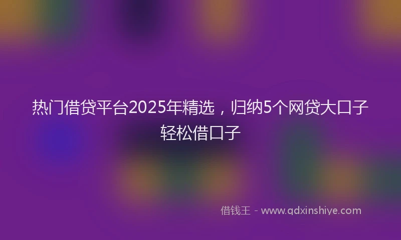 热门借贷平台2025年精选，归纳5个网贷大口子轻松借口子