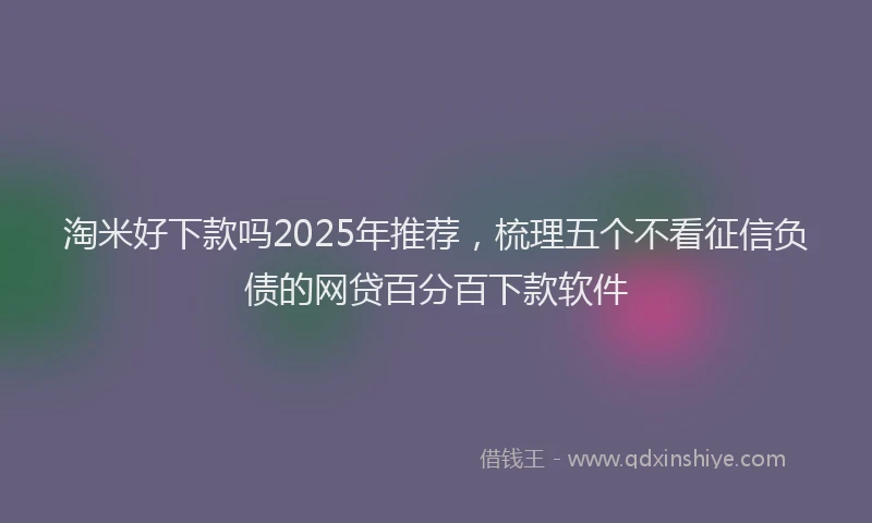 淘米好下款吗2025年推荐，梳理五个不看征信负债的网贷百分百下款软件