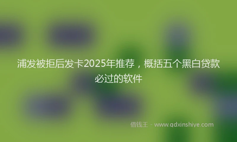 浦发被拒后发卡2025年推荐，概括五个黑白贷款必过的软件