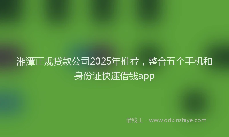 湘潭正规贷款公司2025年推荐，整合五个手机和身份证快速借钱app