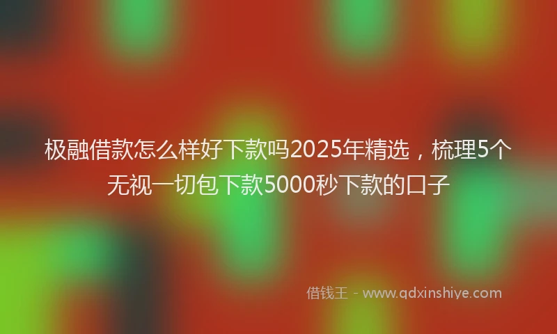 极融借款怎么样好下款吗2025年精选，梳理5个无视一切包下款5000秒下款的口子