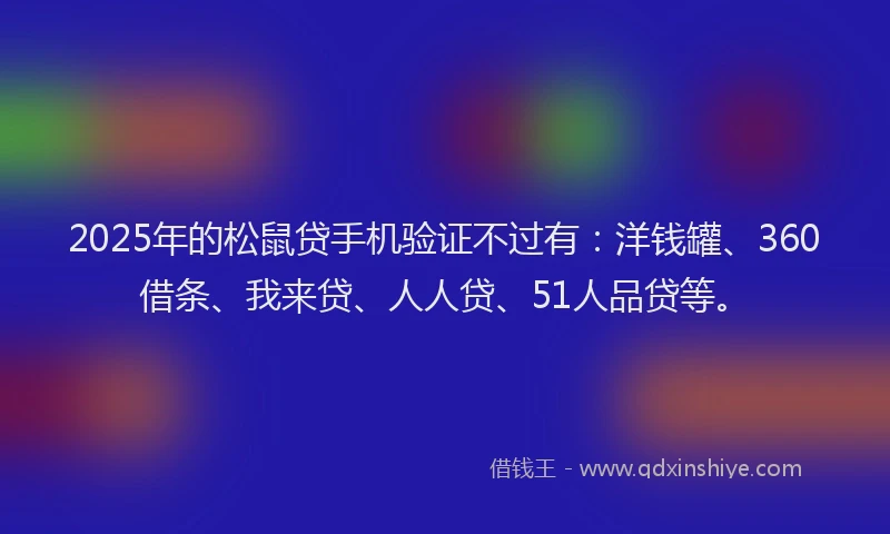 2025年的松鼠贷手机验证不过有：洋钱罐、360借条、我来贷、人人贷、51人品贷等。
