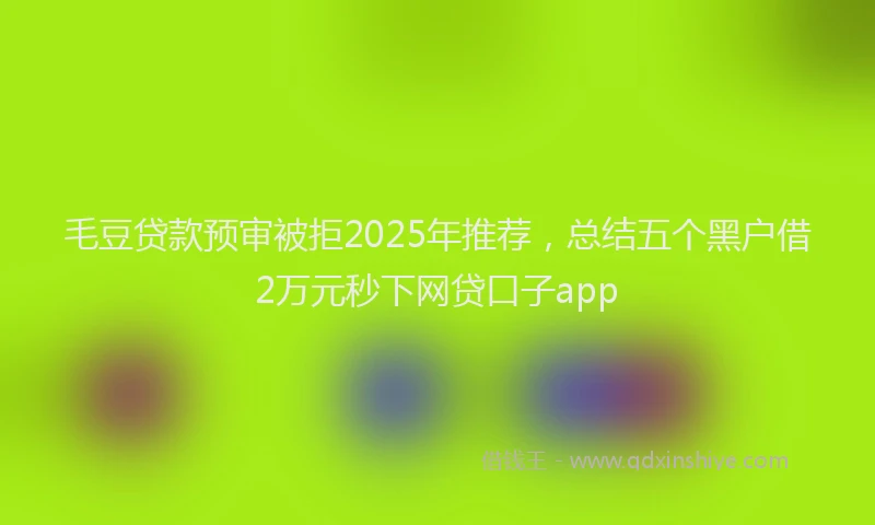毛豆贷款预审被拒2025年推荐，总结五个黑户借2万元秒下网贷口子app