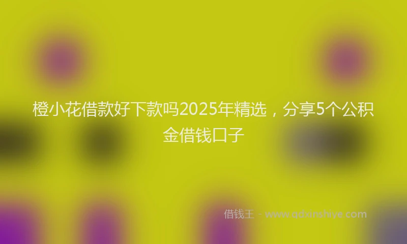 橙小花借款好下款吗2025年精选，分享5个公积金借钱口子