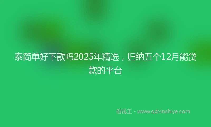 泰简单好下款吗2025年精选，归纳五个12月能贷款的平台