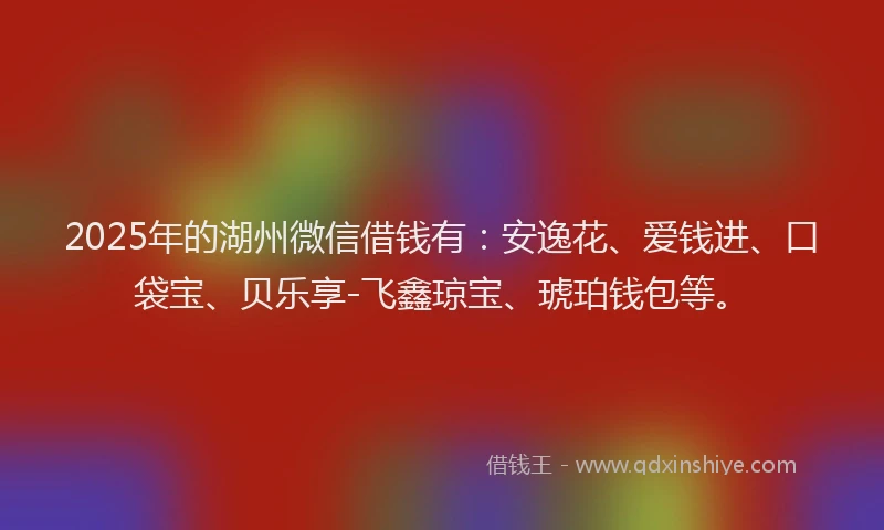 2025年的湖州微信借钱有：安逸花、爱钱进、口袋宝、贝乐享-飞鑫琼宝、琥珀钱包等。