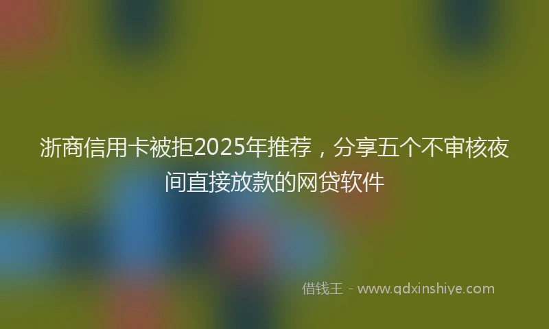 浙商信用卡被拒2025年推荐，分享五个不审核夜间直接放款的网贷软件