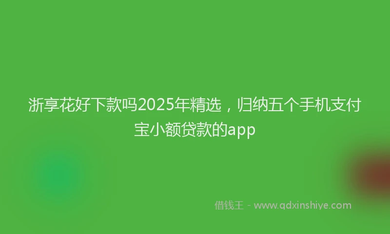 浙享花好下款吗2025年精选，归纳五个手机支付宝小额贷款的app