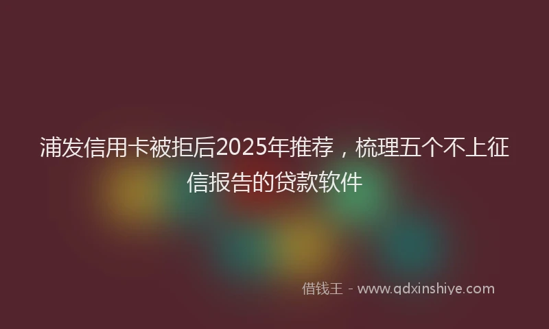 浦发信用卡被拒后2025年推荐，梳理五个不上征信报告的贷款软件
