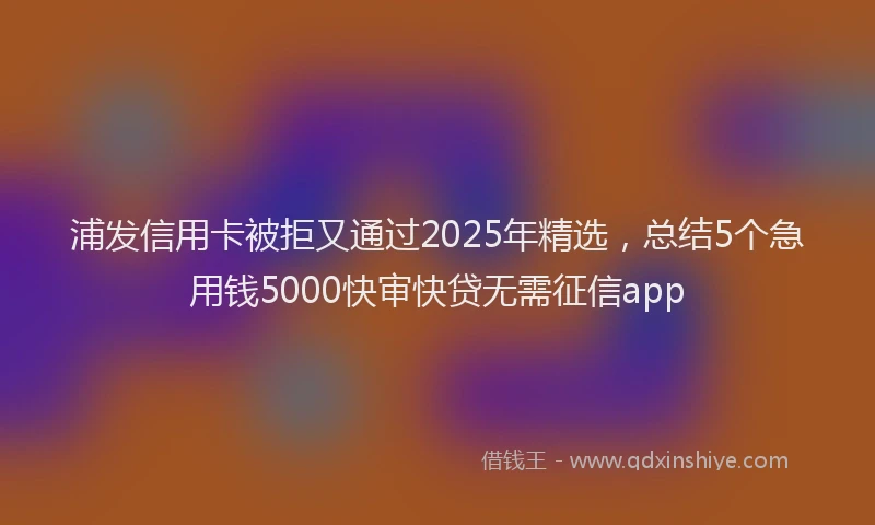 浦发信用卡被拒又通过2025年精选，总结5个急用钱5000快审快贷无需征信app