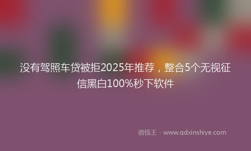 没有驾照车贷被拒2025年推荐，整合5个无视征信黑白100%秒下软件