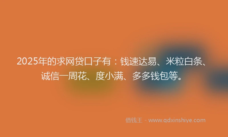2025年的求网贷口子有：钱速达易、米粒白条、诚信一周花、度小满、多多钱包等。