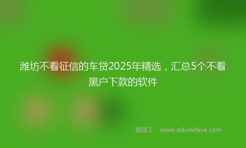 潍坊不看征信的车贷2025年精选，汇总5个不看黑户下款的软件