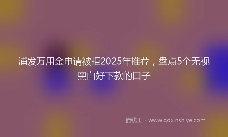 浦发万用金申请被拒2025年推荐，盘点5个无视黑白好下款的口子