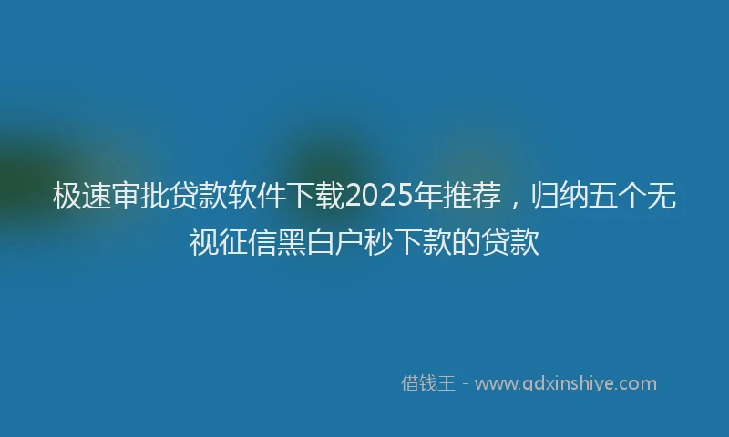极速审批贷款软件下载2025年推荐，归纳五个无视征信黑白户秒下款的贷款