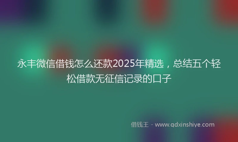 永丰微信借钱怎么还款2025年精选，总结五个轻松借款无征信记录的口子